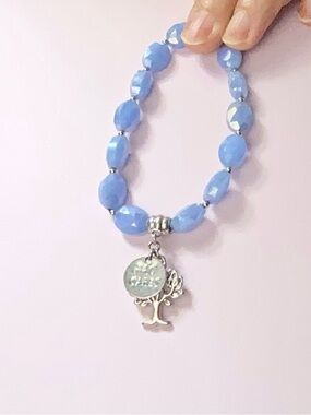 Blue Beaded Tree Charm Bracelet